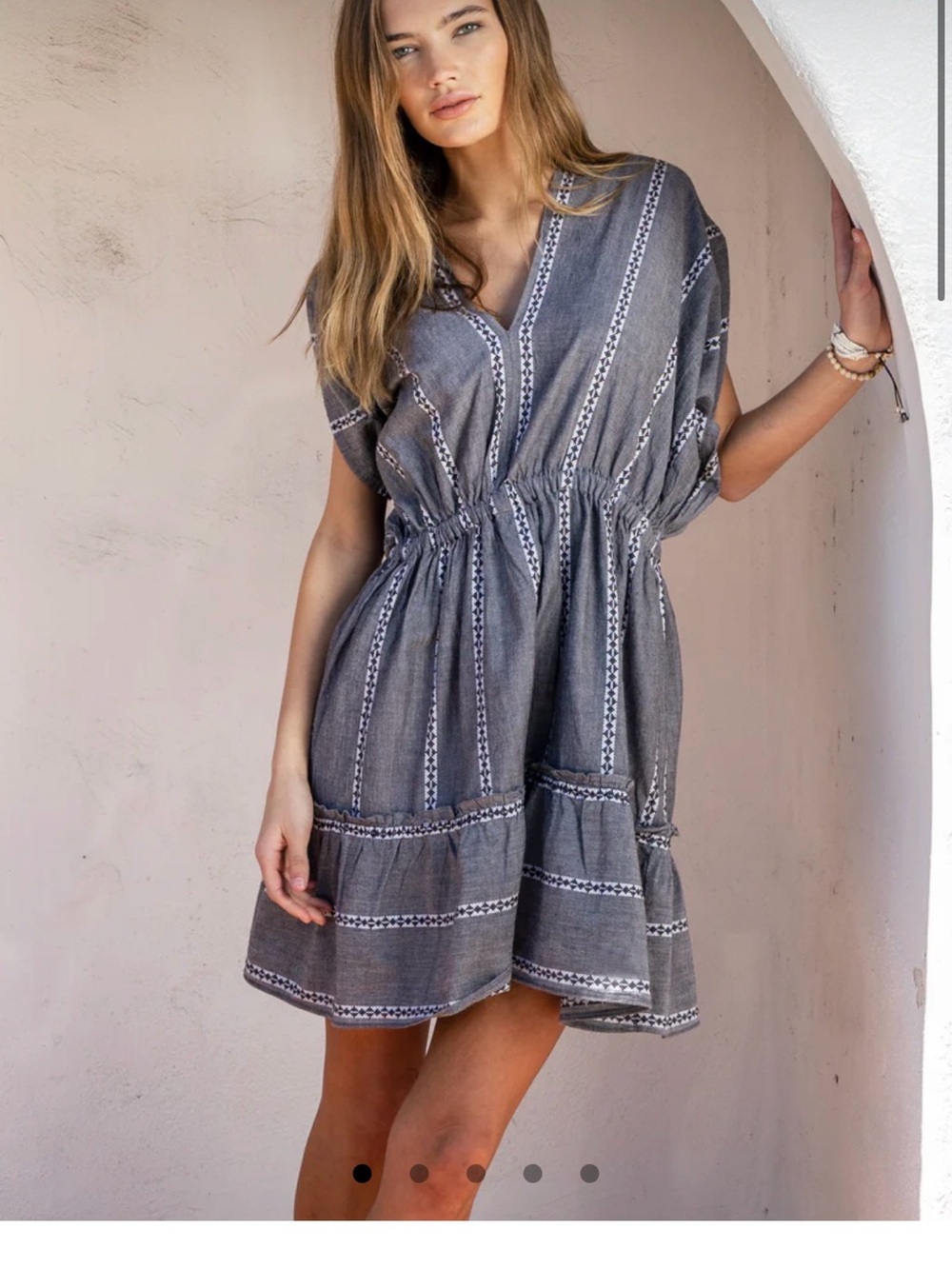 dylan grey and White Striped Casual womens mini Dress
